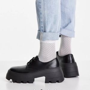 ASOS DESIGN Wide Fit Midnight Chunky Lace Up Shoes